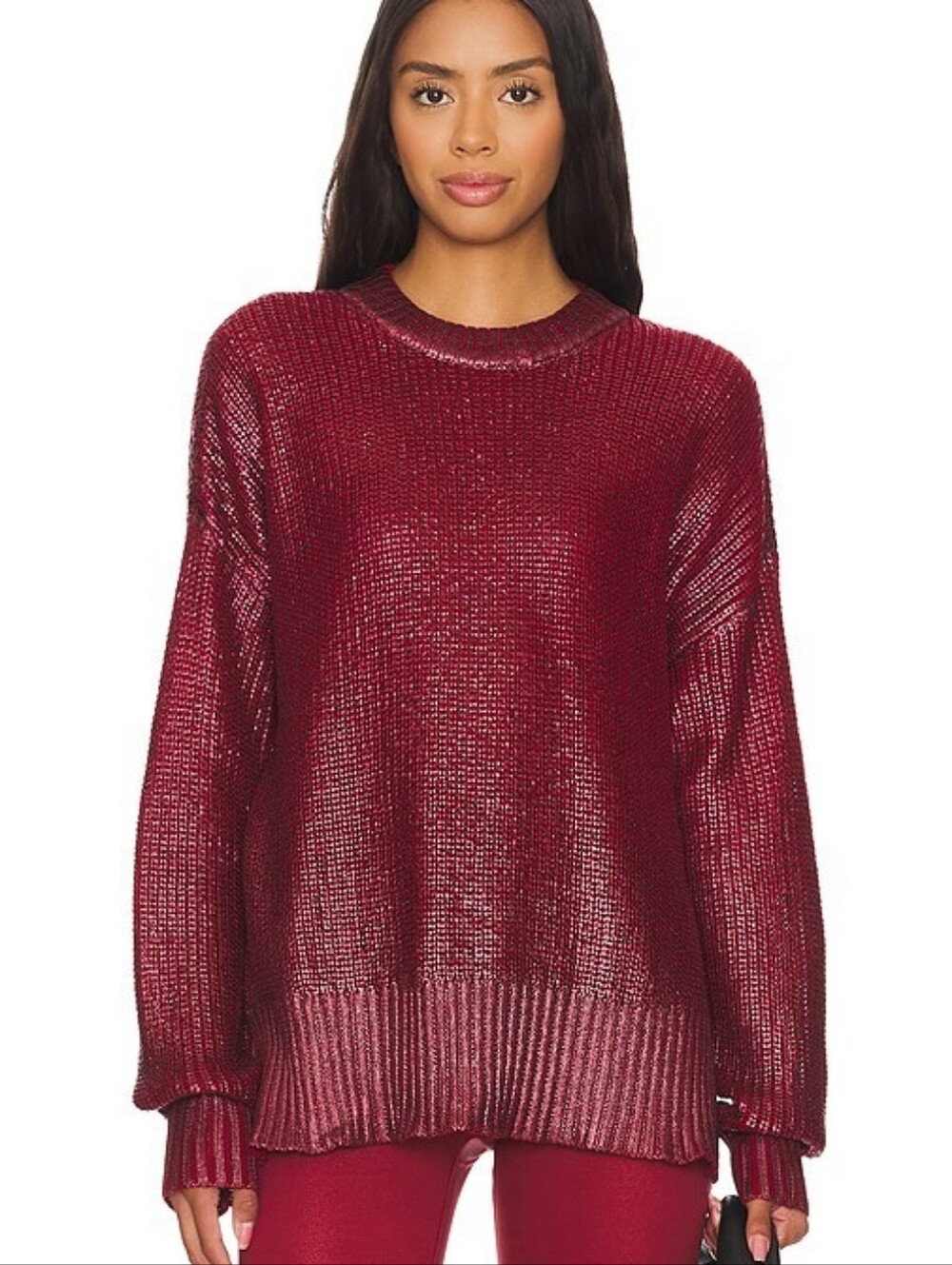 Beach Riot - Burgundy Shimmer Crewneck Sweatereach - NWT Size Small